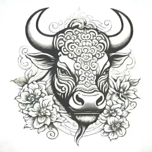 bull head tattoo design idea