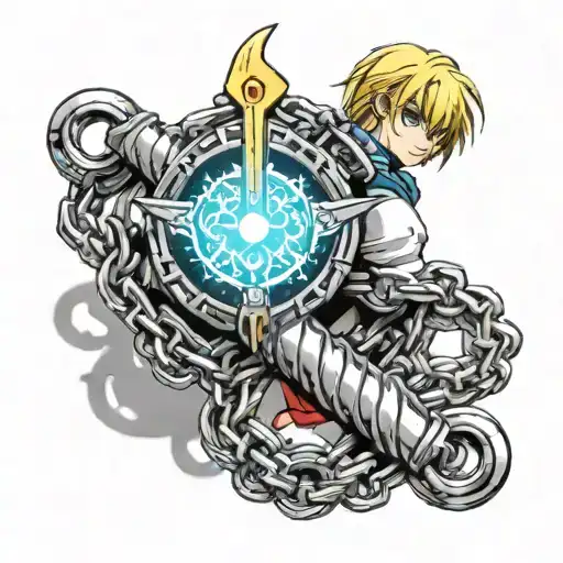 kurapika chain wrapped tattoo design idea