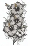   hibiscus flowers blooming with curve sleeve tattoo design idea