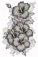  hibiscus flowers blooming with curve sleeve tattoo design idea