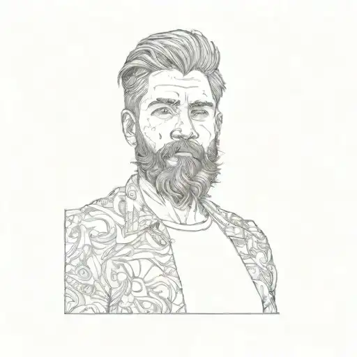 a man with a beard tattoo design idea