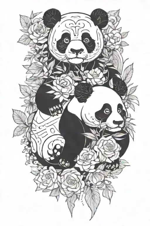 pandas and inspiration they draw tattoo design idea