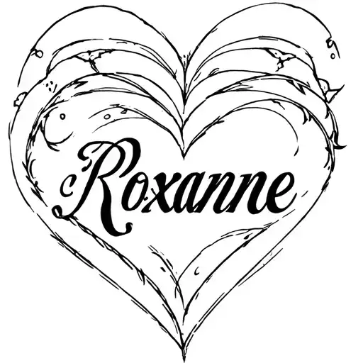 "Roxanne " Name Inside A Heart tattoo design idea
