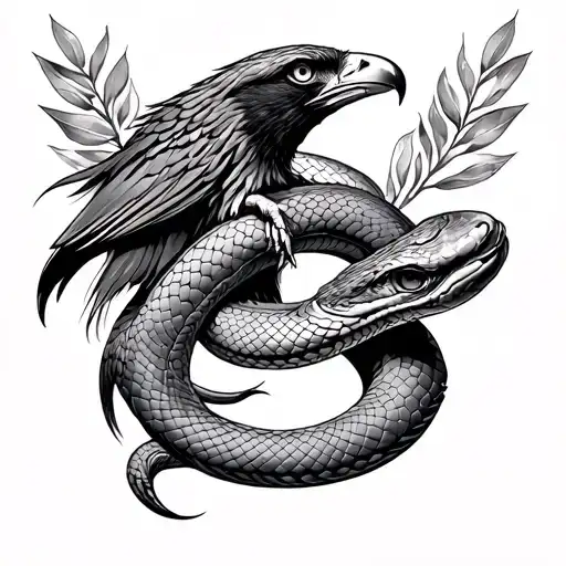 virgo, hawk and mole snake  tattoo design idea