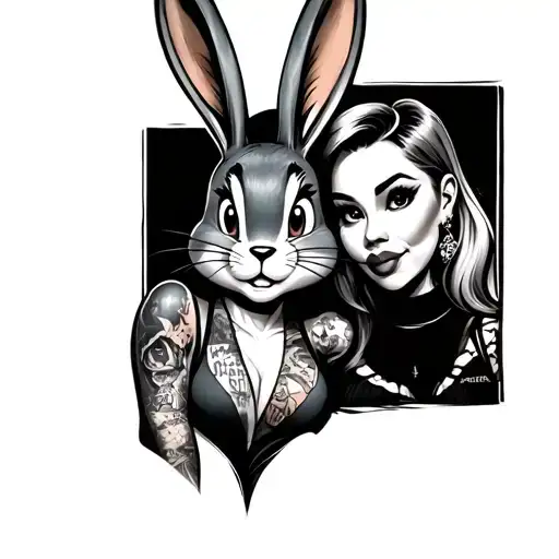 bugs bunny and Lola bunny gangster with tattoos on face tattoo design idea