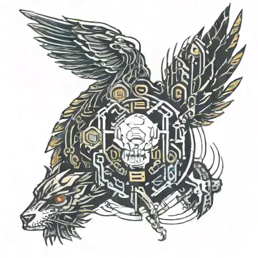 style chikano is a game cyberpunk 2077 cyberware symetrical tattoo design idea