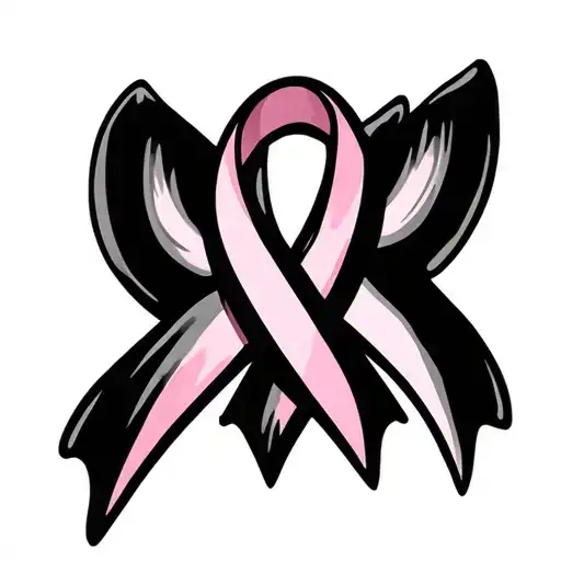 cursive mom and breast cancer awareness ribbon tattoo design idea