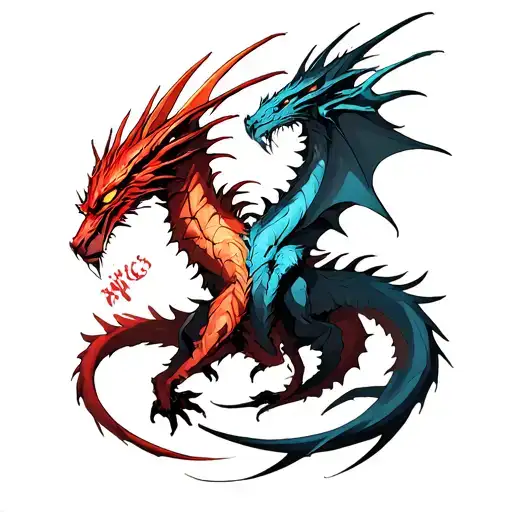 Fenir vs Bahamut tattoo design idea