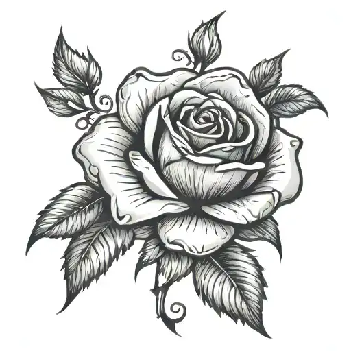 Rose in red and black tattoo design idea