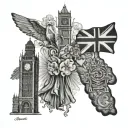 Incorporate elements of a nurse's uniform with iconic UK landmarks to symbolize your dedication to your profession and your favorite country tattoo design idea