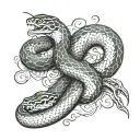 Japanese style snake wrapped tattoo design idea