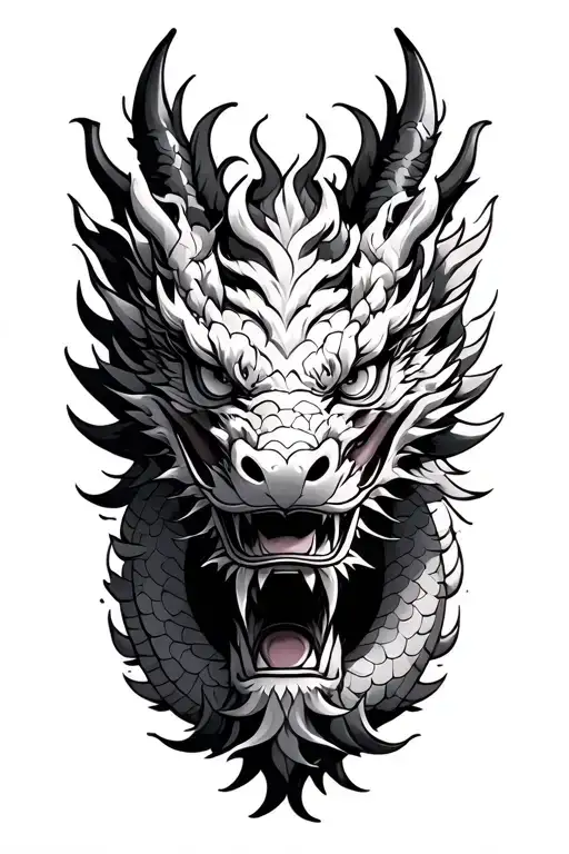 Full face Pixiu dragon tattoo design idea