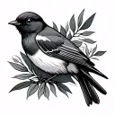 indigenous willy wagtail bird intertwined within tattoo design idea
