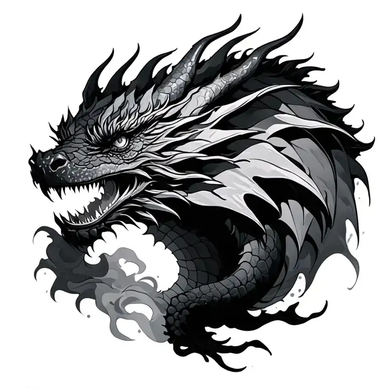 Dragon with smoke  tattoo design idea