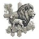 lion and lamb 3 crosses tattoo design idea