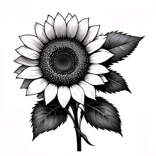 sunflower black and white tattoo design idea