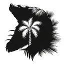 Taiwanese black bear and palm tree intertwined tattoo design idea