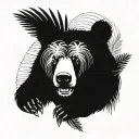 Taiwanese black bear and palm tree intertwined tattoo design idea