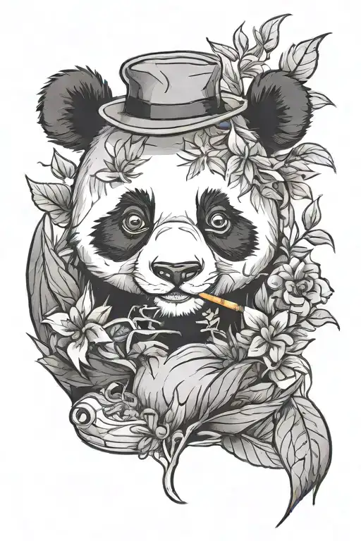 panda smoking weed tattoo design idea