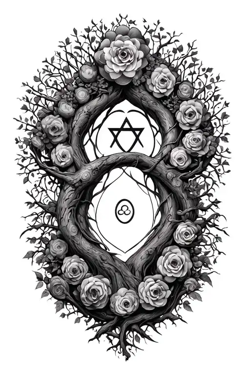 kabbalah, family tree intertwined tattoo design idea