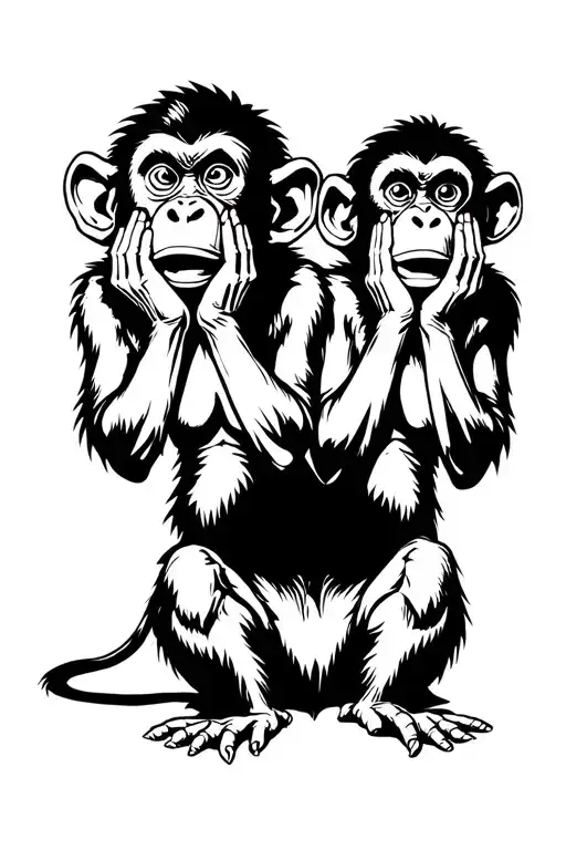 4 monkeys hear no evil speak no evil see know evil tattoo design idea