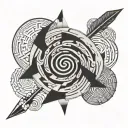 Arrow, Spiral, Labyrinth tattoo design idea
