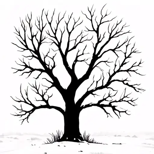 tree silhouette winter no leafs growing simple tattoo design idea
