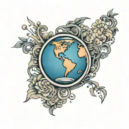 globe with the words tana world tattoo design idea