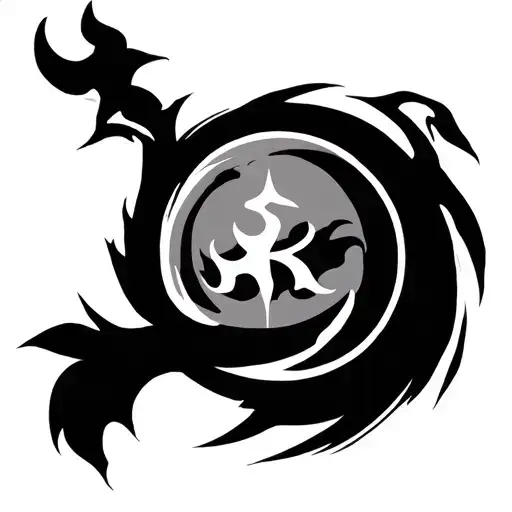 karna symbol and circle tattoo design idea