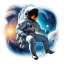 astronaut floating in space tattoo design idea