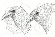 low-poly, line-art, raven skull tattoo design idea