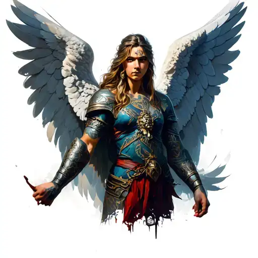 warrior angel tattoo design idea