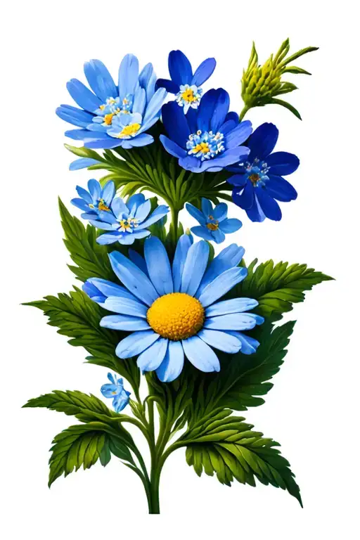 daisy and forget-me-not tattoo design idea