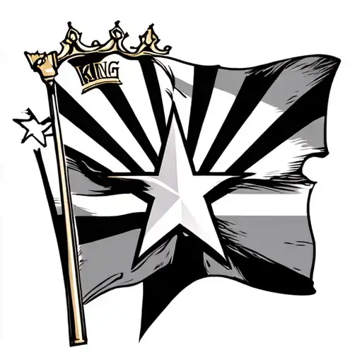 "KING" star and arizona flag waving tattoo design idea