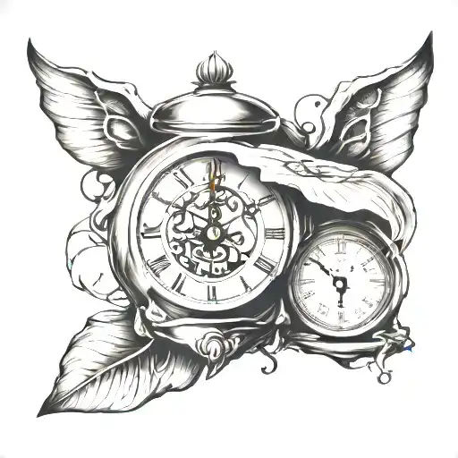 clock with cracks and hourglass tattoo tattoo design idea