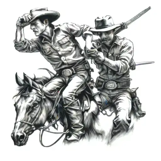 cowboy duel tattoo design idea