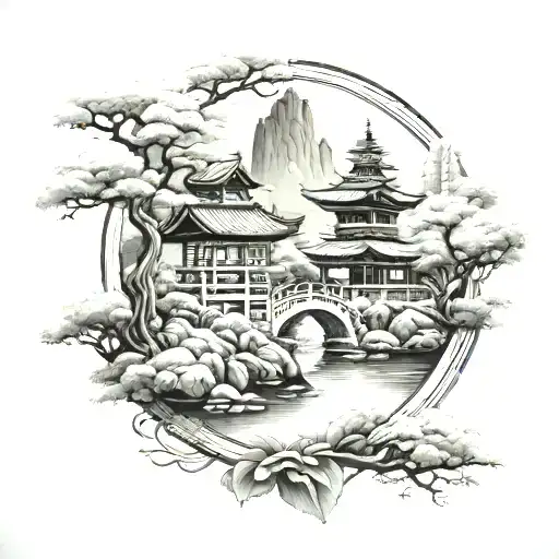 Japanese Garden tattoo design idea