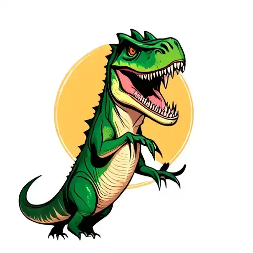 dinosaur, ADHD, cartoon tattoo design idea