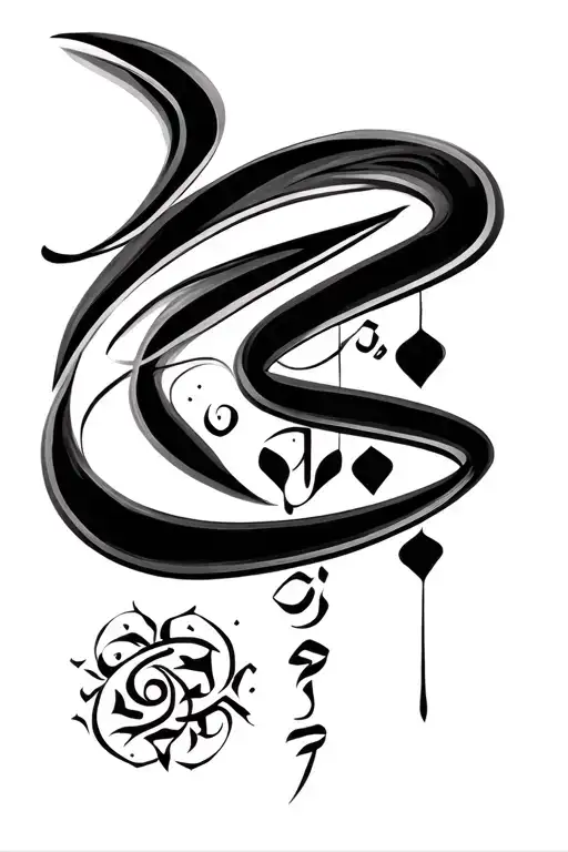 Farsi  calligraphy black background tattoo design idea