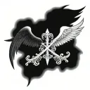 A tattoo design featuring a cross and angel wings intertwined, symbolizing the eternal struggle between good and evil tattoo design idea