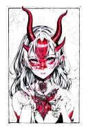 anime girl devil face tattoo design idea