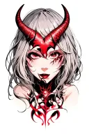 anime girl devil face tattoo design idea