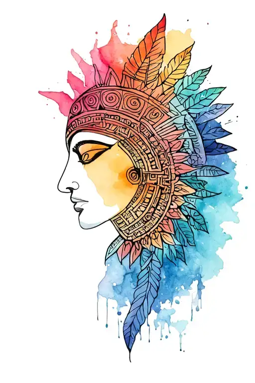 Azteca structure covered tattoo design idea