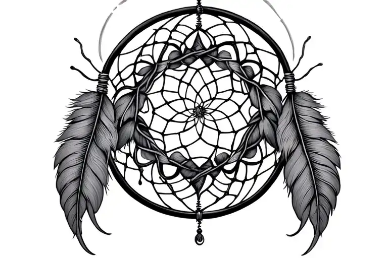 dream catcher entangled tattoo design idea