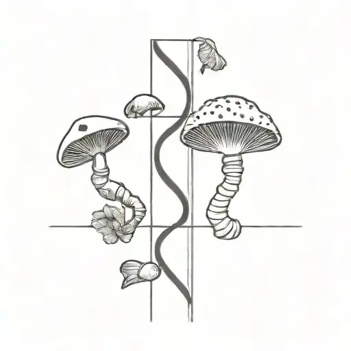 DNA and mushrooms tied tattoo design idea