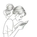 profile slovic girl reading book tattoo design idea