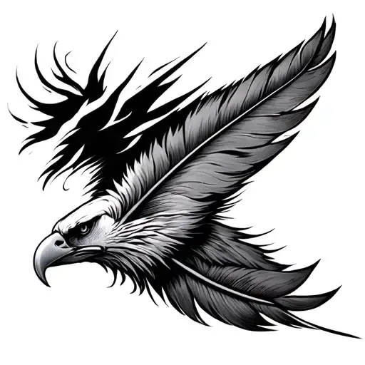 lightning transition to eagle feather tattoo design idea