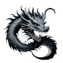 dragon with circuit board scales and Japanese waves in the background  tattoo design idea