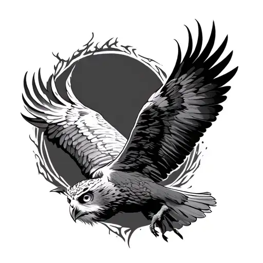 Owl / Eagle soaring tattoo design idea