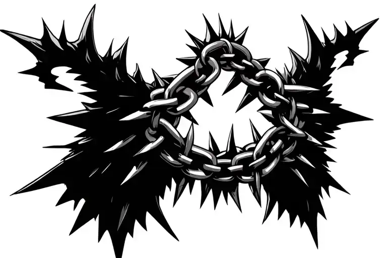 wings made out of chain links with spikes on the chain links pretty and elegant but also baddie vibes tattoo design idea